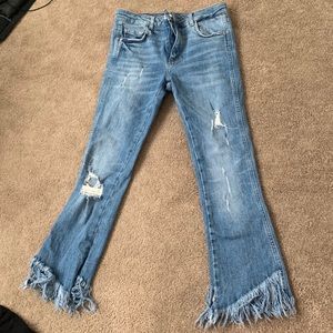 ZARA Trafaluc Denimwear Frayed Flare Jeans